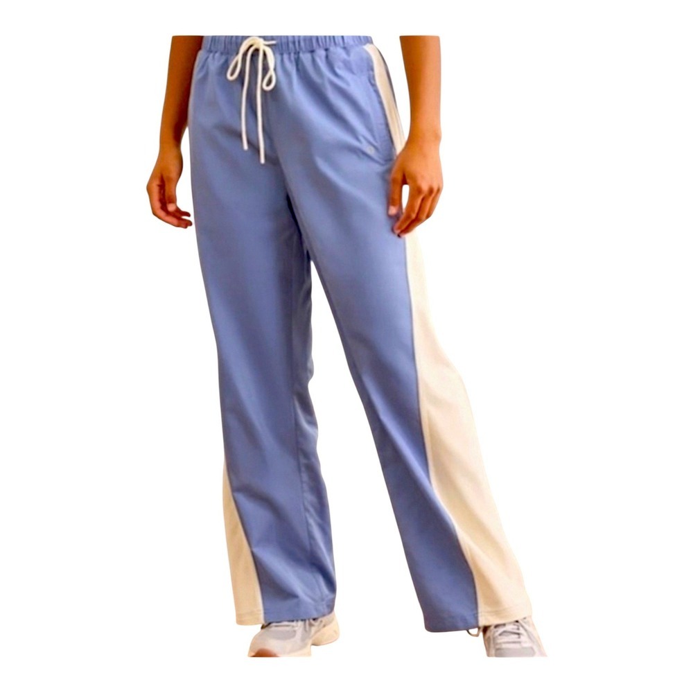 AS Revival Blue Cream Side Stripe Track Wide Leg Pants Women's Large